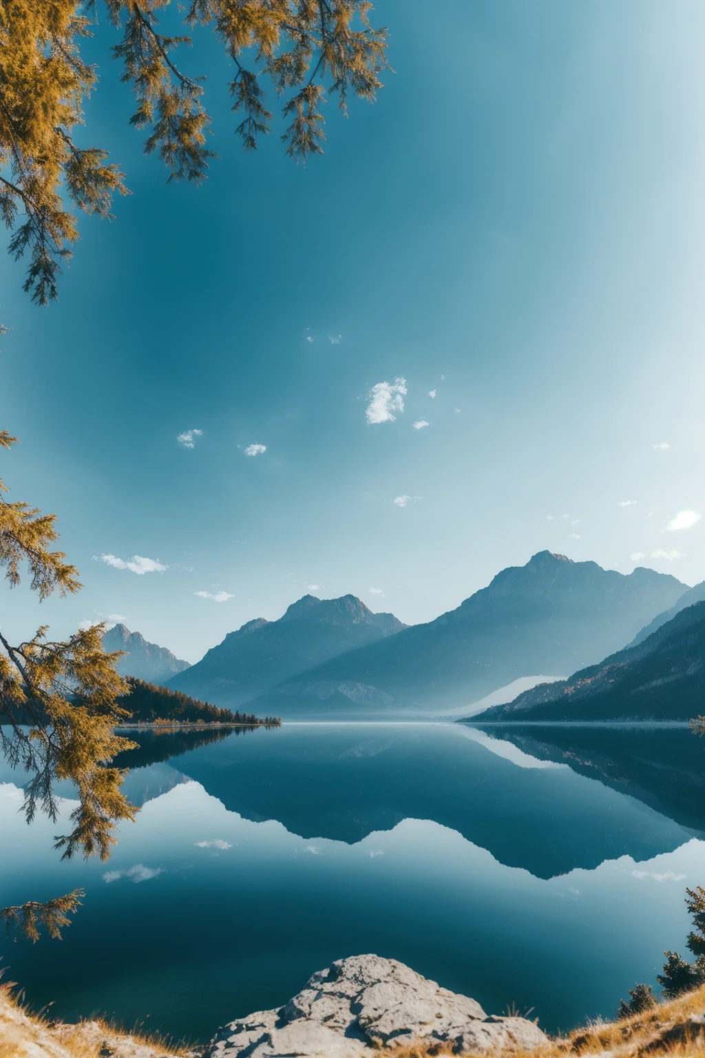 Landscape lake, mountains, 8k