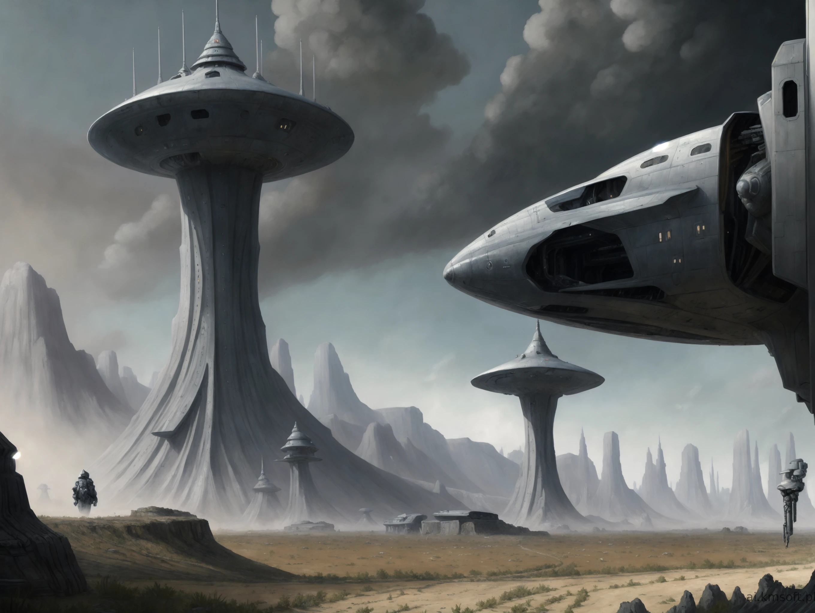 Landscape, oil on matte canvas, sharp details,