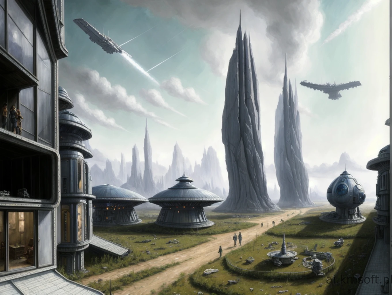 Landscape, oil on matte canvas, sharp details,