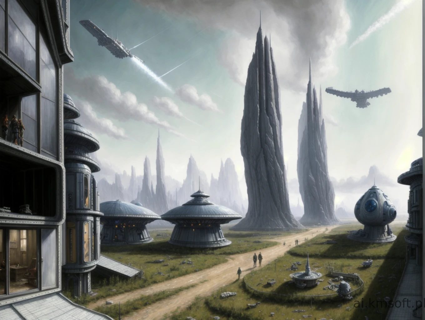 Landscape, oil on matte canvas, sharp details,