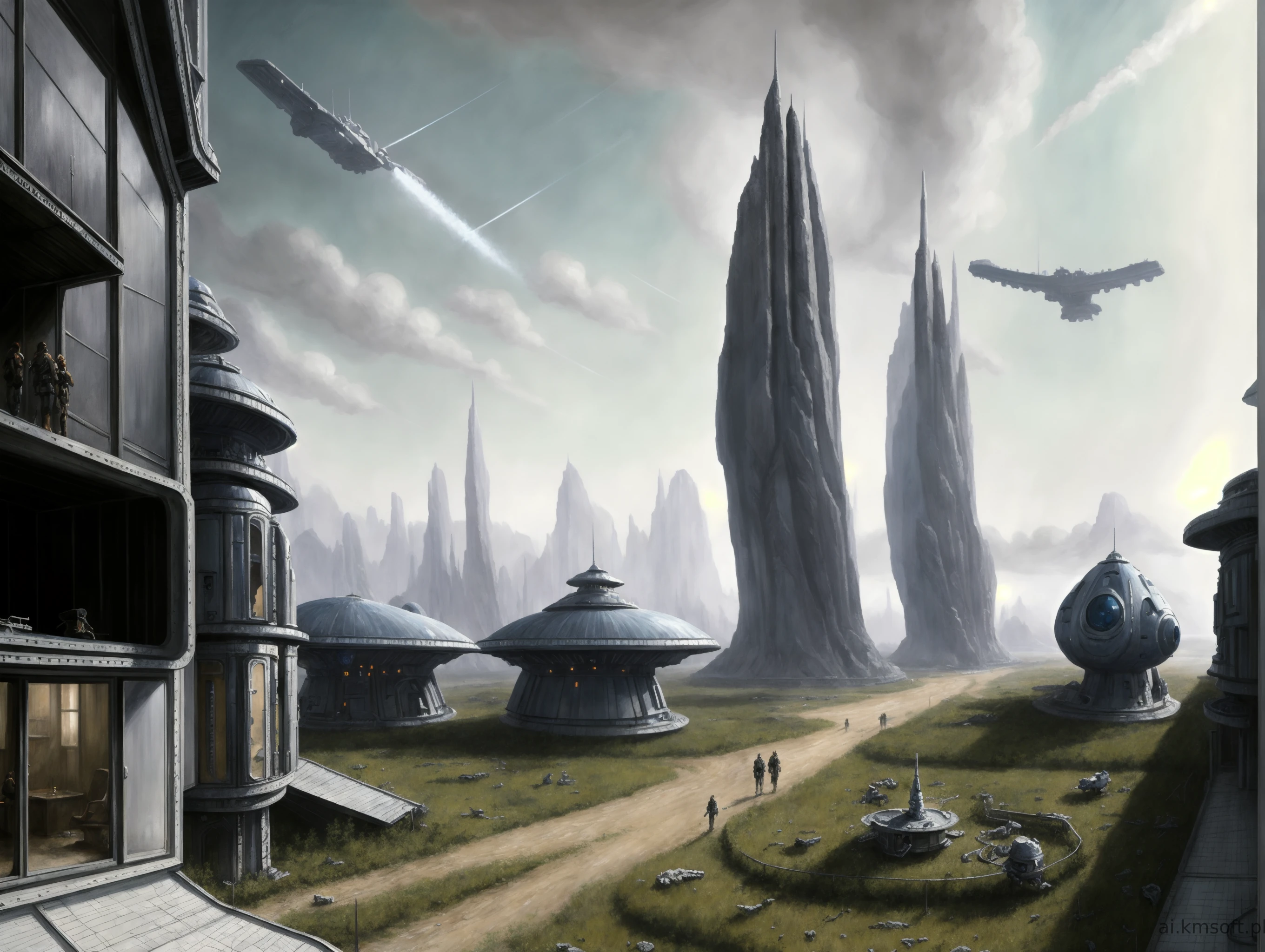 Landscape, oil on matte canvas, sharp details,