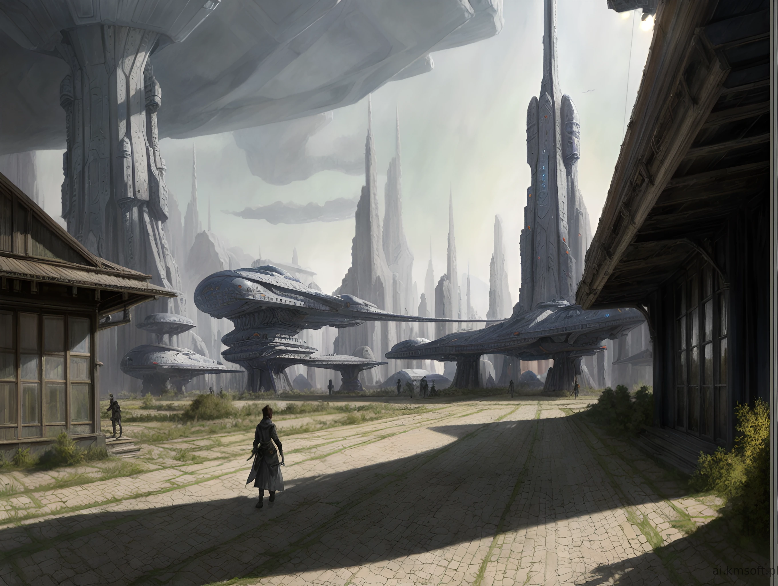 Landscape, oil on matte canvas, sharp details,