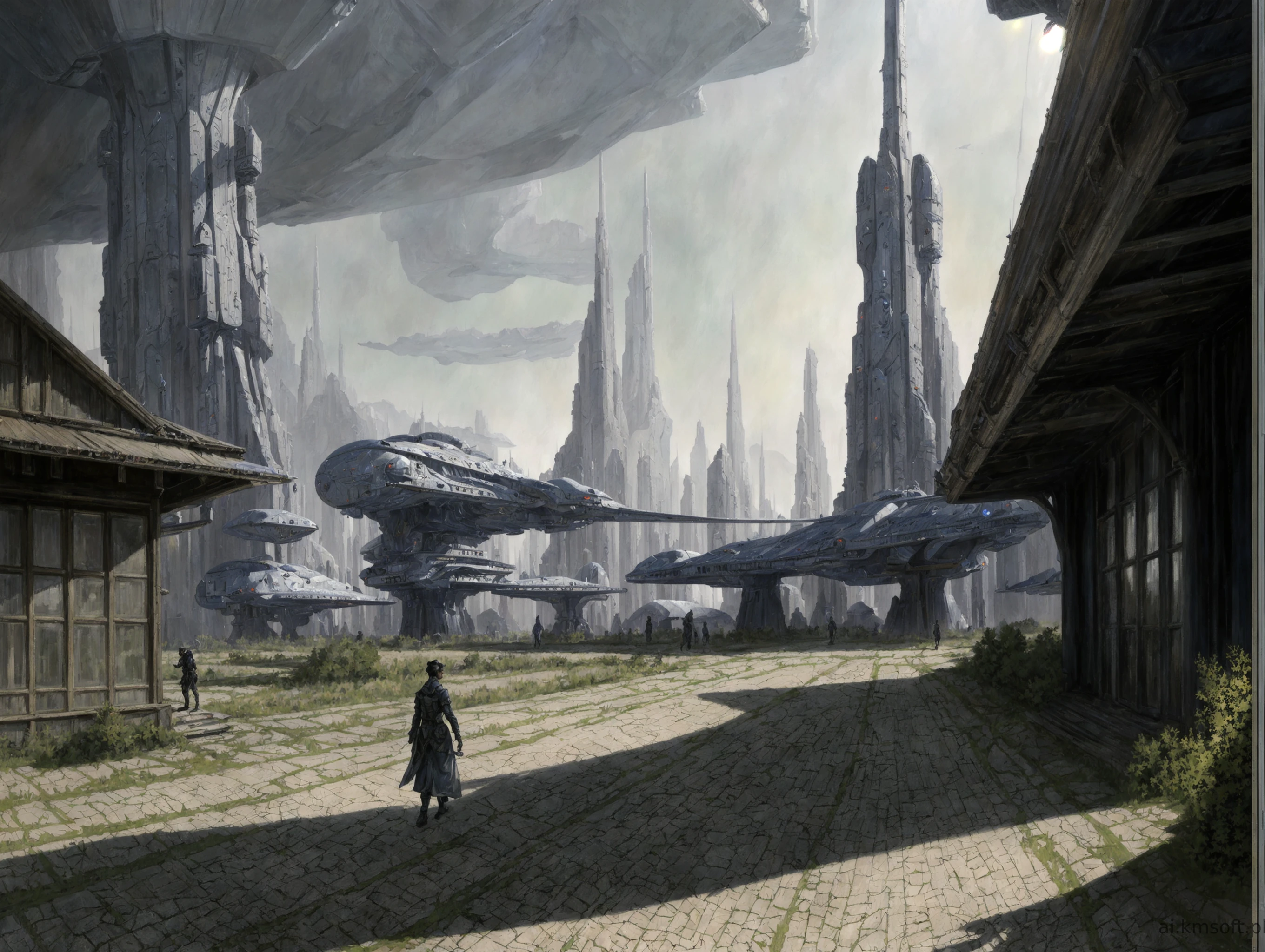 Landscape, oil on matte canvas, sharp details,