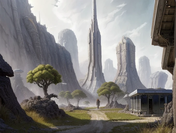 Landscape, oil on matte canvas, sharp details,