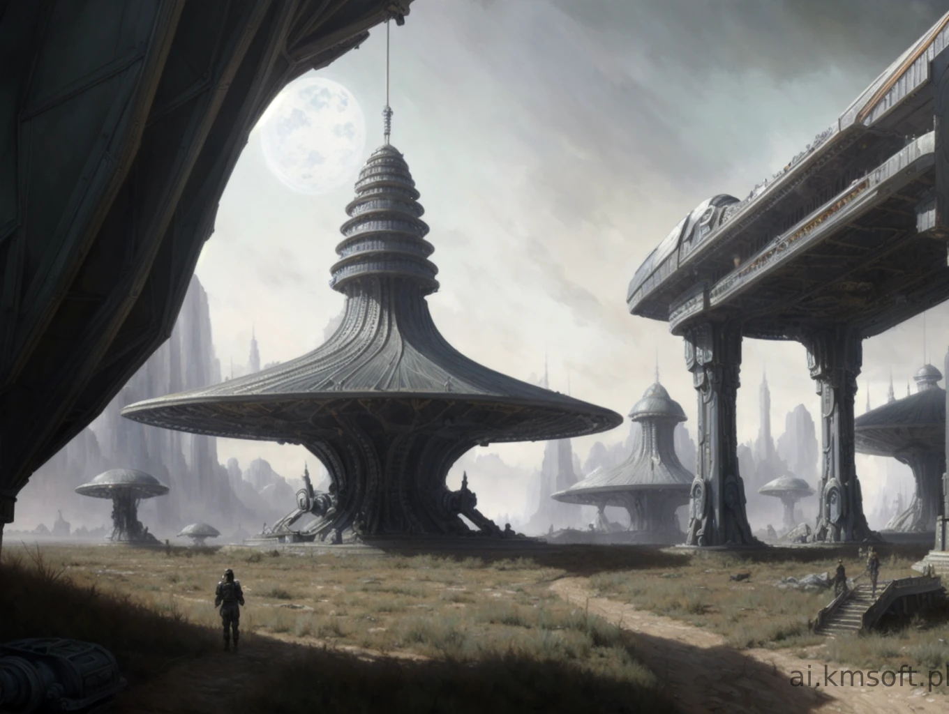 Landscape, oil on matte canvas, sharp details,