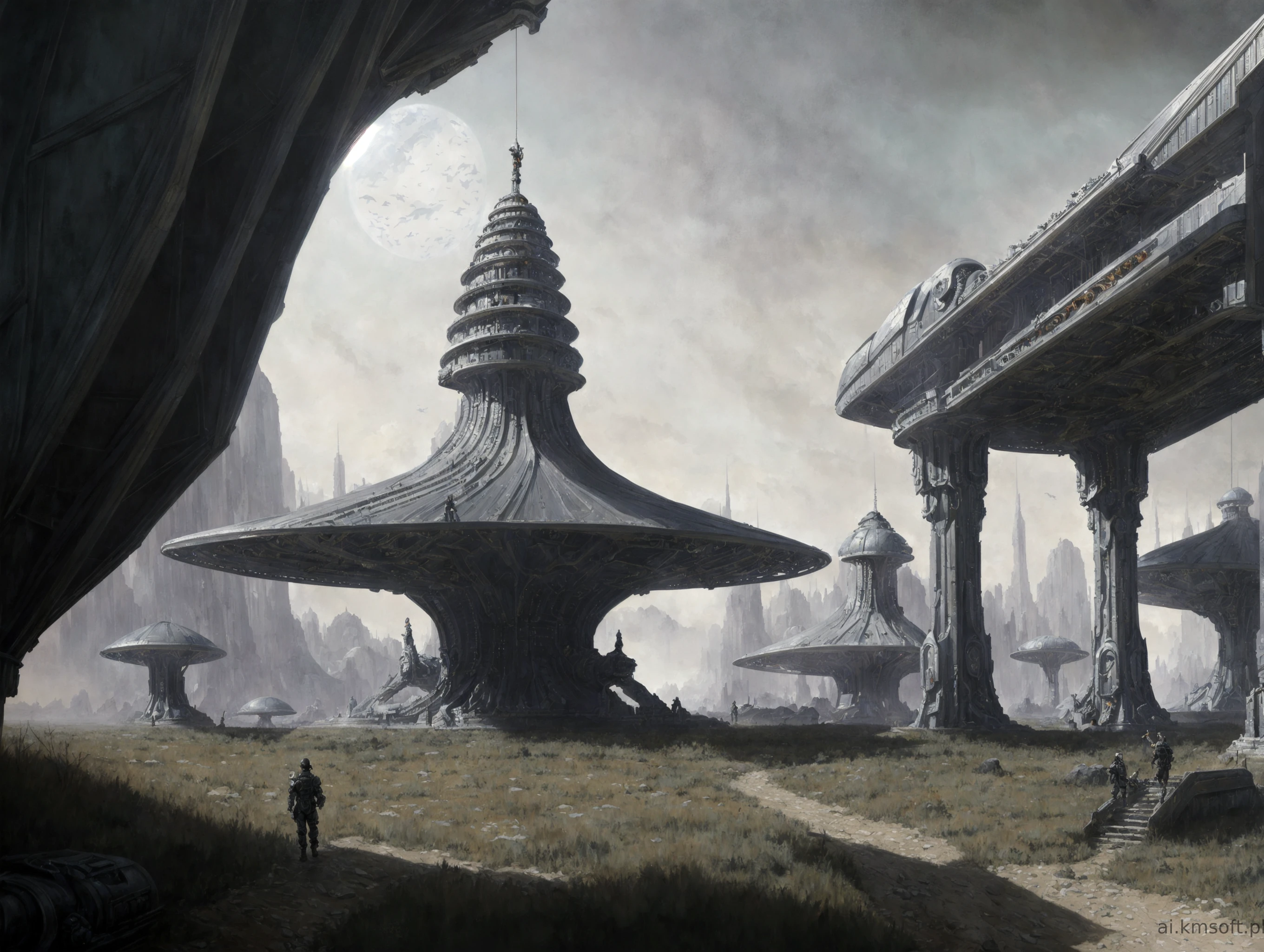 Landscape, oil on matte canvas, sharp details,