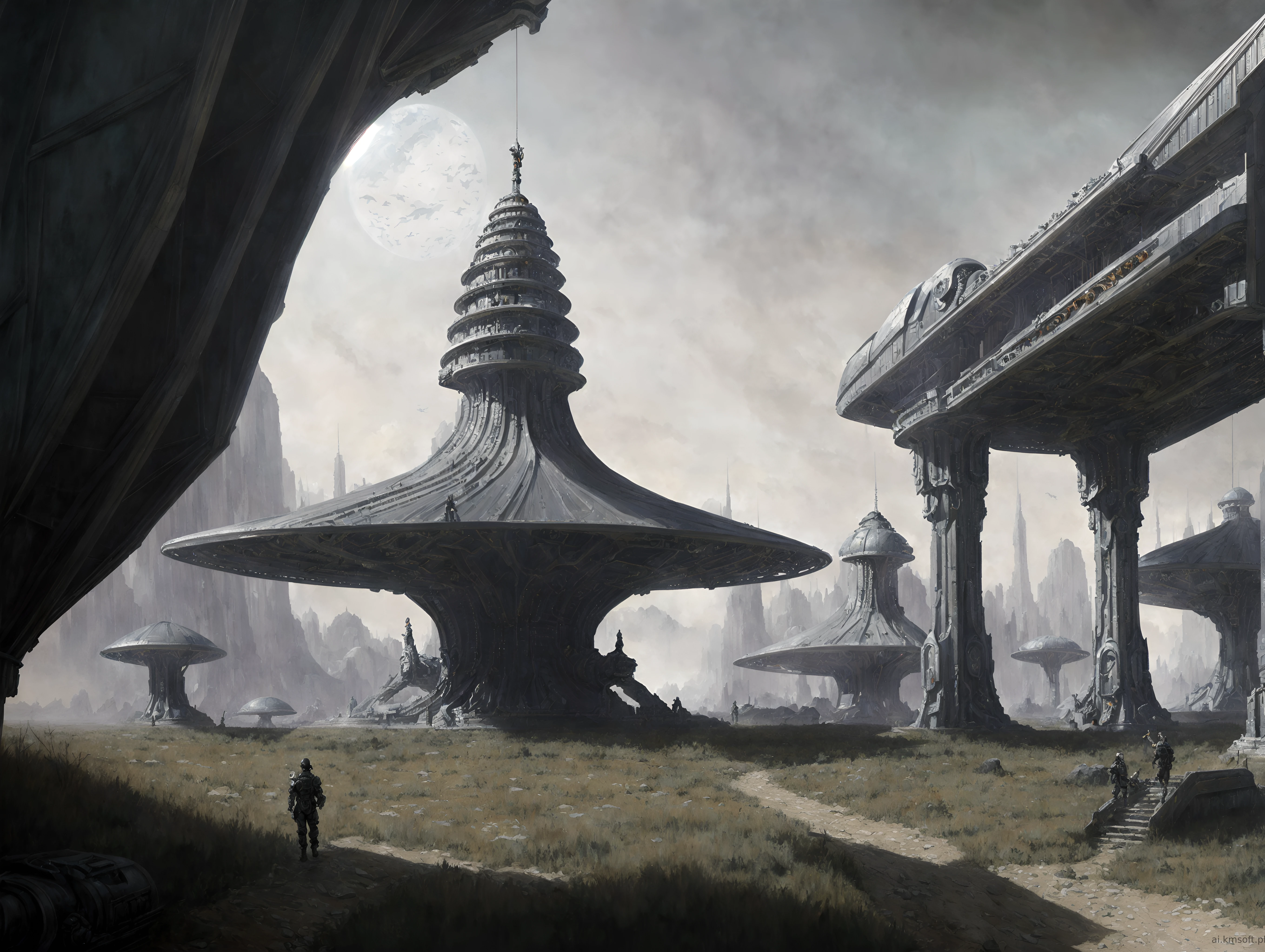 Landscape, oil on matte canvas, sharp details,